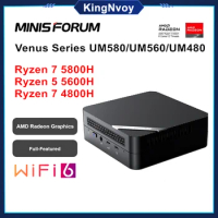 MINISFORUM UM580D Gaming Mini PC AMD Ryzen 7 5800H 4800H R5 5600H 2xDDR4 NVMe Windows 11 Gamer Desktop Computer 3x4K HTPC WiFi6