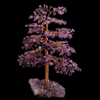 Crystal Lucky Tree Fortune Tree Amethyst Cave Stone Cash Tree Handmade Craft Gifts Office Home Furnishing Ornaments Feng Shui