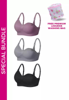 Kiss & Tell 3 Pack Grace Nursing Push Up Maternity Bra in Purple, Grey and Black