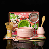 Ceramic Matcha Bowl with Spout Japanese Chrysanthemum Matcha Tea Set Tea Whisk Hundred Book Stand Co