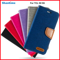 PU Leather Flip Case For TCL 50 5G Business Case For TCL 50 5G Card Holder Silicone Photo Frame Case Wallet Cover