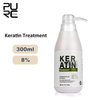 PURC 8% Keratin Hair Treatment 300ml Brazilian Keratin Professional Smoothing Straightening Cream Repair Dry Damaged Hair Care