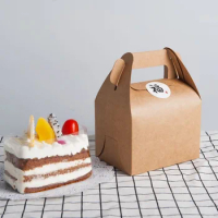 Large Kraft Paper Box Gifts With Handle Wedding /Candy White Cardboard Cake Box Black Cupcake Box for Package Gifts, 20Pcs