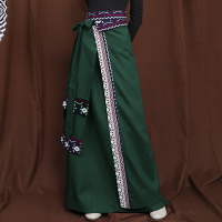 秋冬新款少數民族風加厚棉麻半身裙西藏藏裙舞臺裙復古長裙子