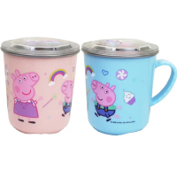 【Peppa Pig 粉紅豬】不鏽鋼水杯附蓋330mlx2入/兒童水杯(隨機2入)