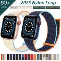 Soft Nylon Loop Strap For Apple Watch 45mm 41mm 9 8 7 Ultra 49mm 44mm 40mm 42mm 38mm 44mm Sport Band For iwatch Series 6 5 4 SE