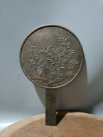 日本回流銅器古董江戶時期精品細路頭模銅鏡，精品，保真包老，明
