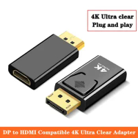 DP/Mini DP To HDMI Compatible Adapter Displayport To HDMI Compatible Converter 4K Projector Display Adapter