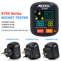 30-250V Portable Digital Socket Tester Detector RCD Voltage Tester Ground Polarity Phase Check Tool with Color Display