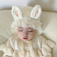 寶寶帽子秋冬加厚雙層純棉公主花邊柔軟針織保暖女童護耳帽嬰兒帽 全館免運
