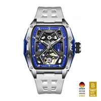 BONEST GATTI Men Automatic Watch Luxury 46MM Fashion Tonneau Mechanical Wristwatch Waterproof Sapphire Luminous Punk Rubber