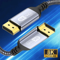 8K 60Hz DisplayPort Cable DP 1.4 4k 144Hz Display Port Displayport Cable 2K@240Hz for PC Laptop TV Projector Audio Video Cable