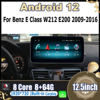 Android 12 LCD Car Multimedia Player GPS 12.5inch Snapdragon For Mercedes Benz E Class W212 E200 E230 E260 E300 S212 2009-2016