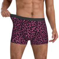 Funky Leopard Print Underwear Pink Black Spots Males Underpants Printing Comfortable Boxer Shorts Boxer Brief Plus Size 2XL