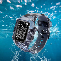 ShellBox IP68 Waterproof Case For Apple Watch 8 7 6 5 4 SE 45mm 44mm 42mm 40mm Armor Cover Diving Swim Outdoor Sport Anti-fall