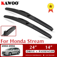 KAWOO Wiper Front Car Wiper Blades 24"+14" For Honda Stream 2000-2006 Windshield Windscreen Front Window Accessories LHD RHD