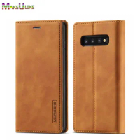 Elegant Wallet Case For Samsung Galaxy S10 S9 S8 S21 S20 S22 Plus Ultra FE S20FE S21FE Case Leather Magnetic Flip Cover Case