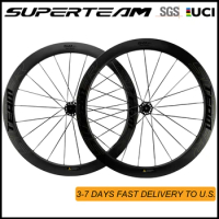 SUPERTEAM Carbon Spokes Wheels 700C Tubeless Disc Brake Carbon Wheelset Center Lock Road Cycling Wheels