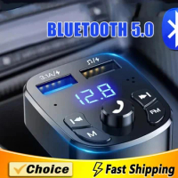 Car Bluetooth Music Adapter FM Transmitter Receiver Car Kit MP3 Audio Player Handsfree 3.1A USB Fast Charger Car Accessories