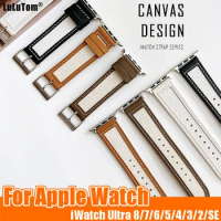 Simple Canvas Band For Apple Watch Series Ultra 8 7 SE 6 5 4 3 49mm Bracelet Strap IWatch 38mm 40 41mm 42 44 45mm Watchband Link