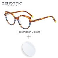 ZENOTTIC 2024 Fashion Oval Acetate Prescription Glasses Famale Anti Blue Light/Photochromic Eyewear Optical Eyeglasses A01064A