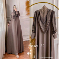 DRESS GAMIS DEWASA AMOR 22 SET SCARF bahan ceinkle airflow x voal, AMOR 24 free scarf, NIRMA GAMIS, 