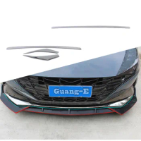 For Hyundai Elantra Avante 2021 2022 2023 Steel Car Front Bumper Guard Protector Trim Decoration Eyebrow Exterior Accessories