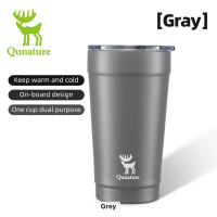 Qunature Gelas Minum Thermos Insulation Coffee Cup 408ml 304 Stainless Steel Outdoor Portable Bicycl