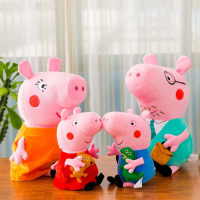Peppa Pig Plush Toy, ตุ๊กตา Peppa ขนาดใหญ่, ตุ๊กตาเด็กผู้หญิงน่ารัก, ตุ๊กตาสัตว์ครอบครัวสี่, ของขวัญ