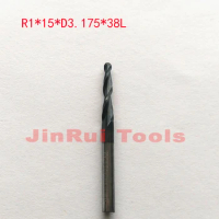 Jerray 1pc R1.0*D3.175*15*38L*2F HRC55 Tungsten solid carbide Coated Tapered Ball Nose End Mills CNC milling cutters knife