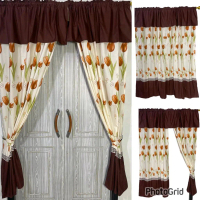 promo paket 100 rb 4 pcs korden pintu serut 100x200 gorden motif bunga tulip coklat horden kain katu