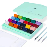 MIYA HIMI Gouache Paints Set 18/24colors 30ml Jelly Cup Non-Toxic Gouache Artist Watercolor Paint with Palette For Painting Art