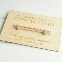 Personalised any text 10pcs wood Pencil Us In Wood Save the Dates Engraved Pencils Funny Pencils Gift Wedding Invitations