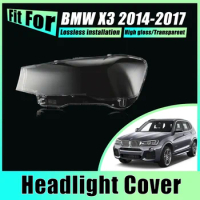 Pair Headlight Covers For BMW X3 2014-2017 F25 F26 Head Light Cap Transparent Front Lens Fog Lampshade Headlamp Car Accessories
