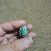 cincin batu pirus hijau ikat titanium