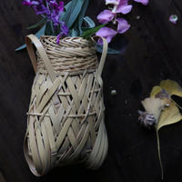 玉竹金蟬花籠日式傳統竹編手工藝環保綠色天然花器花道壁掛