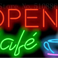 Open Cafe neon sign Handcrafted Light Bar Beer Pub Club signs Shop Business Signboard diet food diner break 17"x14"