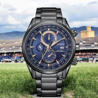 【CITIZEN 星辰】Eco-Drive 光動能 計時腕錶 男錶 手錶 藍寶石 禮物 推薦(AT8265-81L)