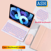 ASH For Galaxy Tab A8 10.5 2021 Backlit Keyboard Mouse Case for Samsung Tab S6 Lite A7 10.4 S7 Leather Smart Tablet Cover