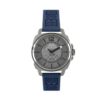 【COACH】C LOGO立體浮雕橡膠錶帶女士腕錶-星夜藍色(買就送璀璨水晶觸控筆)
