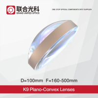 Diameter 100mm K9 Plano Convex Lenses With VIS NIR SWIR Coated FL160mm 250mm 500mm