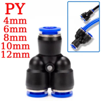 50/100/500PCS PY Premium Air Pneumatic Fittings 4mm 6mm 8mm 10mm 12mm Plastic Tee Fitting Quick Release Couplings Pipe Connector