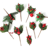 Christmas Decoration Artificial Berry Mini Bouquet Xmas Tree Ornaments for Home Navidad New Year 2023 Party Decor DIY Gift Boxes
