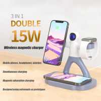Astronaut 3 in 1 Magnetic Wireless Charger for iPhone 12/13/14 15W Macsafe Wireless Charging for Airpods/Apple Watch
