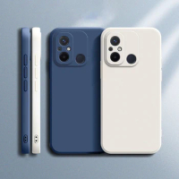 Luxury Square Phone Case for Xiaomi Redmi 12C Soft Liquid Silicone Camera Protect Original Back Cover Redmi 12 C Fundas