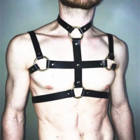 Men's Harness Adjustable PU Leather Body Bondage Cage Tops Fetish Gay Chest Gay Harness Belt Strap Night Club Costumes