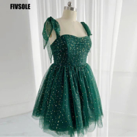 Fivsole Tulle A-line Evening Dresses Vestidos De Gala Sweetheart With Gold Sequin Short Party Dresses Formal Gowns Evening Gowns