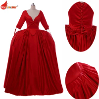 Costumebuy Victorian Gown Marie Antoinette Rococo Baroque Outlander Claire Randall RED Dress Women Wedding Dress Custom Made
