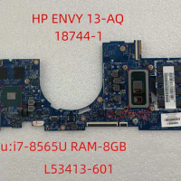 18744-1 mainboard For HP Envy 13-AQ 13T-AQ Laptop Motherboard cpu I7-8565U 8GB Mainboard