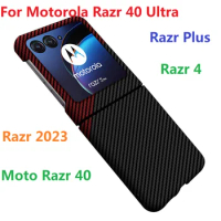 Carbon Fiber Plastic For Motorola Razr 40 Ultra Razr 4 Plus Case Hard Folding Shell Protection Cover